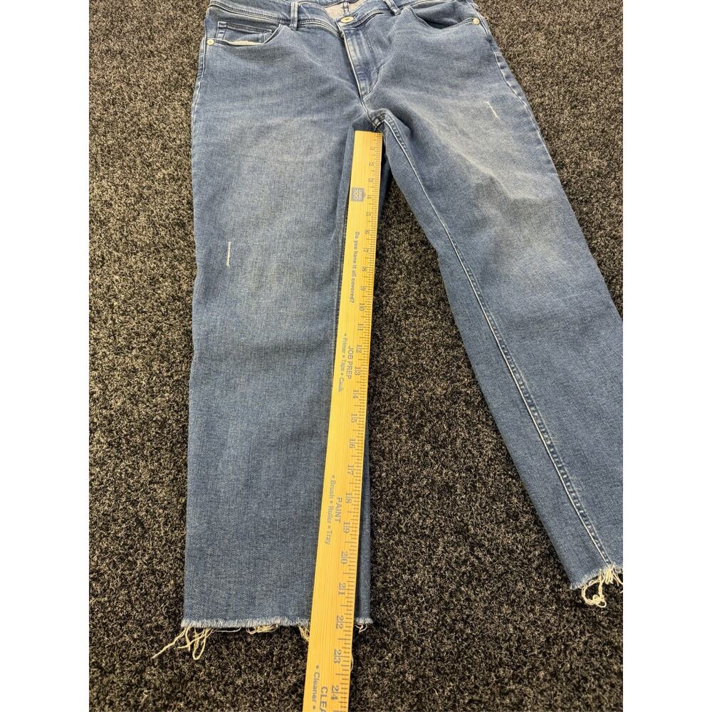 J. Jill Denim Jeans Womens 8 Blue Kick Flare Ankle Raw Hem Stretch - Picture 7 of 8